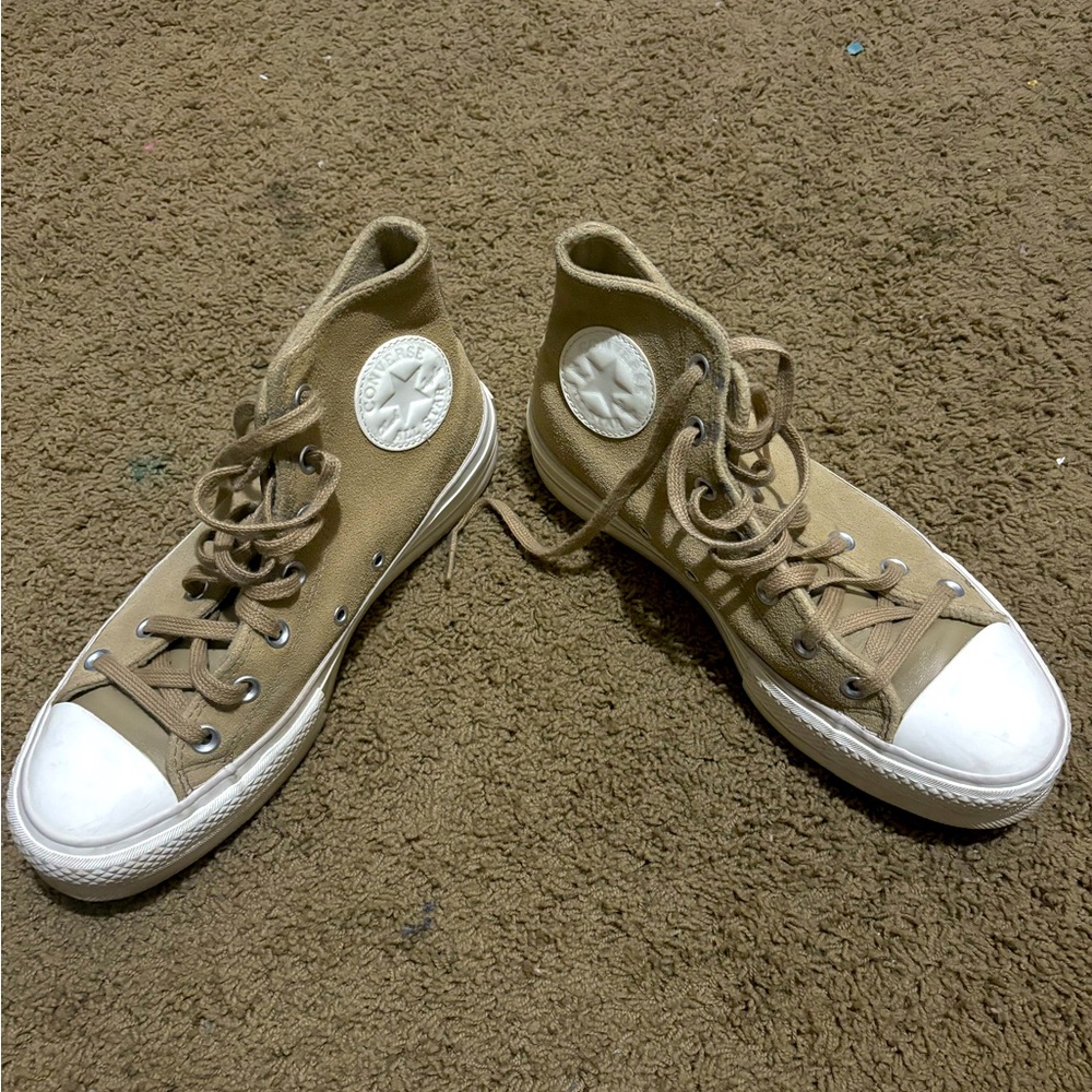 🧸Chuck Taylor All Star Suede Platform Shoes in Tan/brown - Picture 2 of 7